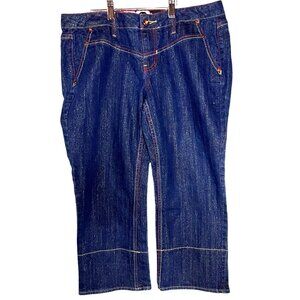 Vintage Enyce Womens Denim Capri Jeans Size 13 With Colorful Stitch Details